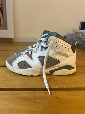 Air Jordan Kids Gray and White High-Top Nike Sneakers